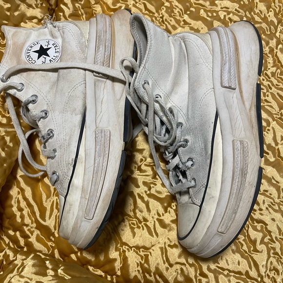 Distressed Converse High-Top Sneakers in Cream - Picture 3 of 8